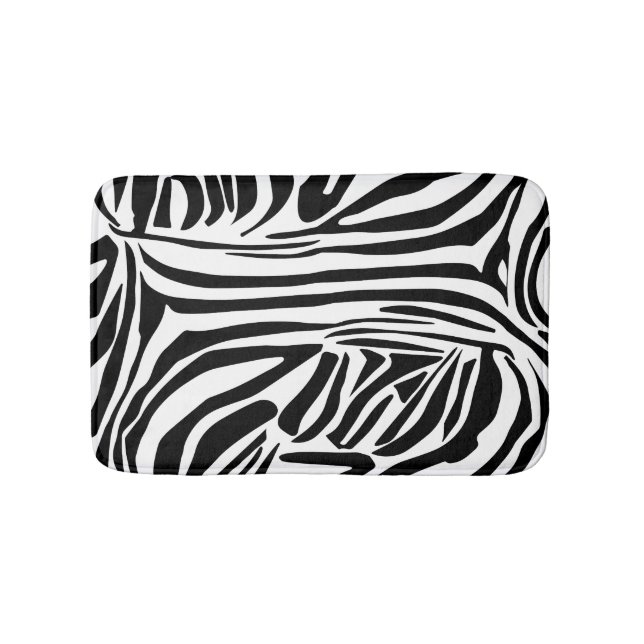 Bold Black and White Zebra Print Pattern Bath Mat (Front)