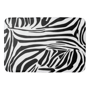 Bold Black and White Zebra Print Pattern Bath Mat