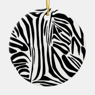 Bold Black and White Zebra Print Pattern Ceramic Ornament