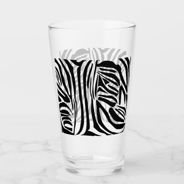 Bold Black and White Zebra Print Pattern Glass (Front)