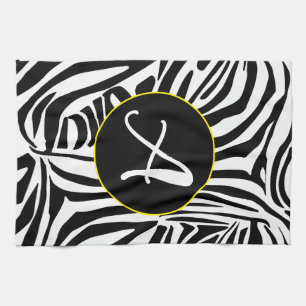 Bold Black and White Zebra Print Pattern Kitchen Towel