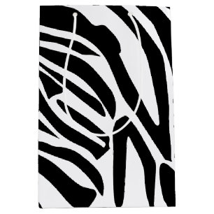 Bold Black and White Zebra Print Pattern Medium Gift Bag