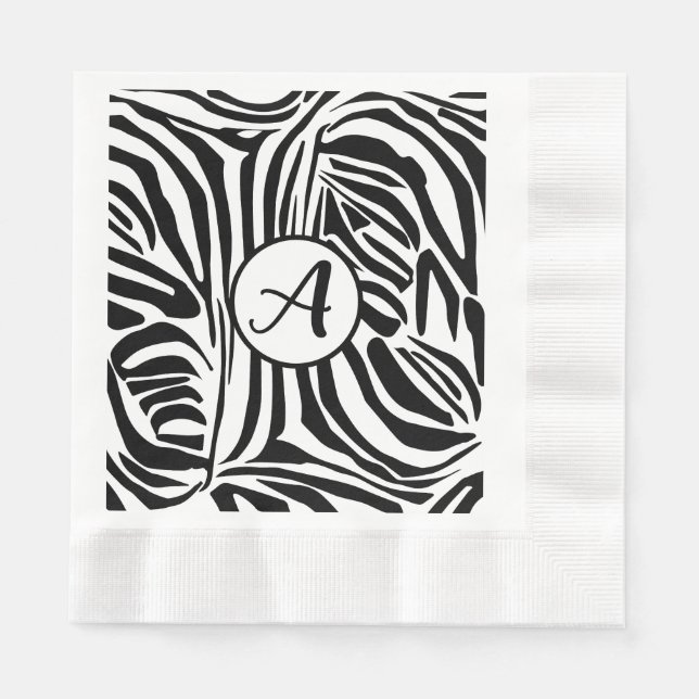 Bold Black and White Zebra Print Pattern Napkin (Front)