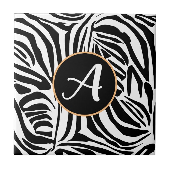 Bold Black and White Zebra Print Pattern Tile (Front)