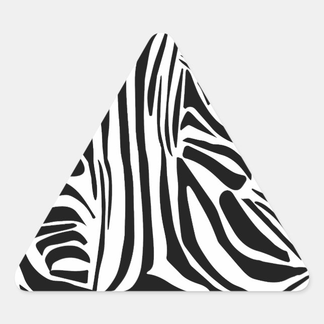 Bold Black and White Zebra Print Pattern Triangle Sticker (Front)