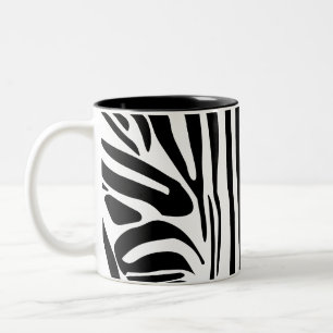 Bold Black and White Zebra Print Pattern Two-Tone Coffee Mug