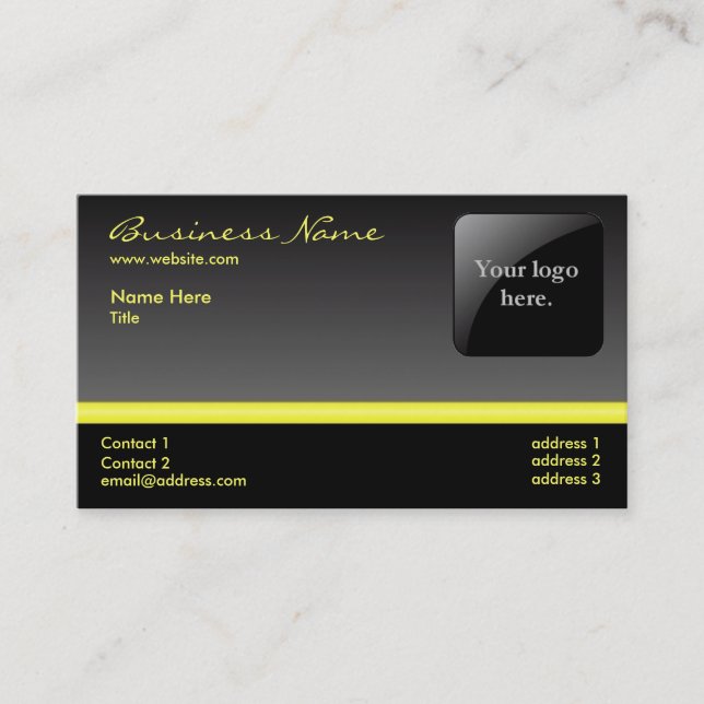 Bold Black and Yellow business card -with logo (Front)