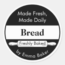 Bold Black Bakery Fresh Bread Label Sticker