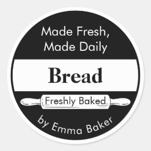 Bold Black Bakery Fresh Bread Label Sticker