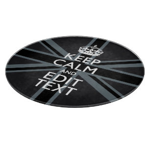 Bold Black Black  Keep Calm Your Text Union Jack Cutting Board