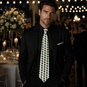 Bold Black Botanical Floral Panther Illustration Tie
