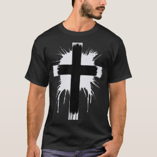 Bold Black Cross with Splatter T-Shirt