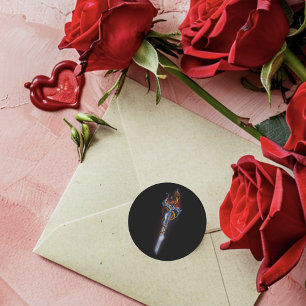 Bold Black Fantasy Dragon Sword Red Roses Classic Round Sticker