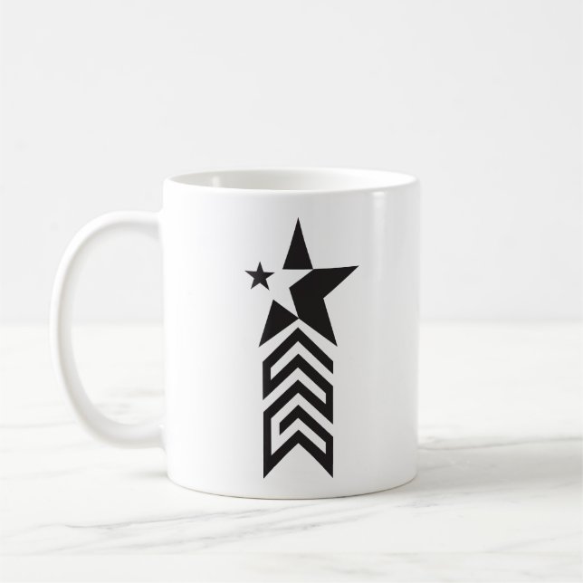 Bold Black Geometric Star Coffee Mug (Left)