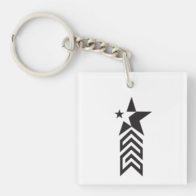 Bold Black Geometric Star Keychain (Front)