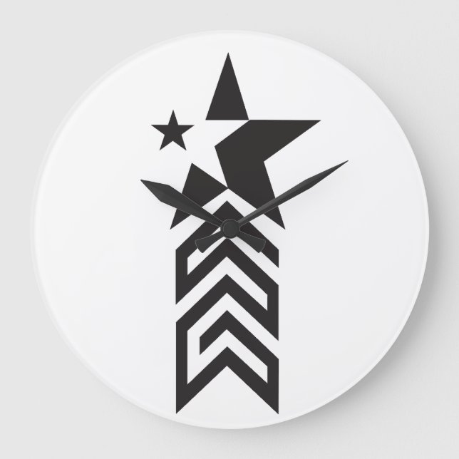 Bold Black Geometric Star Large Clock (Front)