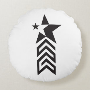 Bold Black Geometric Star Round Pillow
