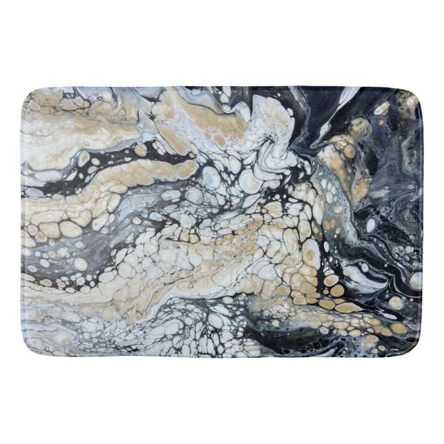 Bold Black Gold & White Large Bathmat (Front)