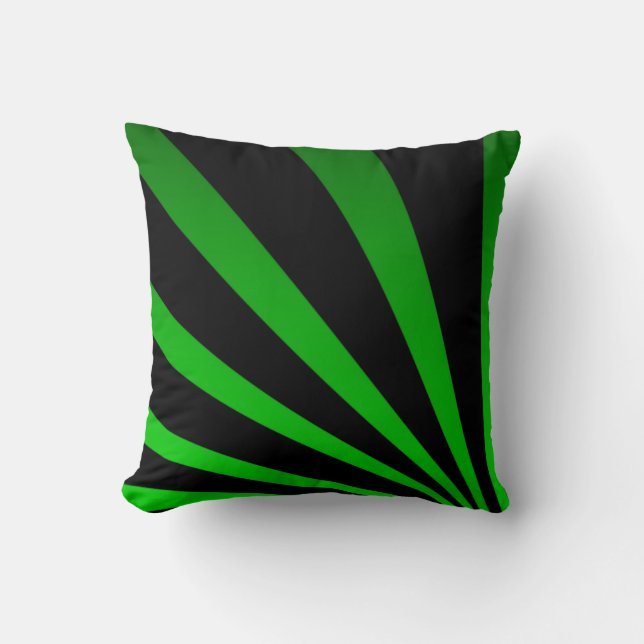 Bold Black & Green Striped Pillow (Front)
