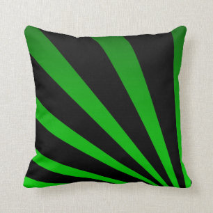 Bold Black & Green Striped Pillow