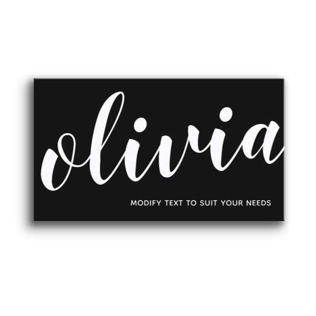 Bold Black Handwritten Script Calligraphy Business Business Card (Creator Uploaded)