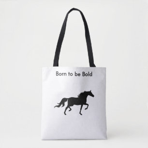 Bold Black Horse Silhouette on White Tote Bag
