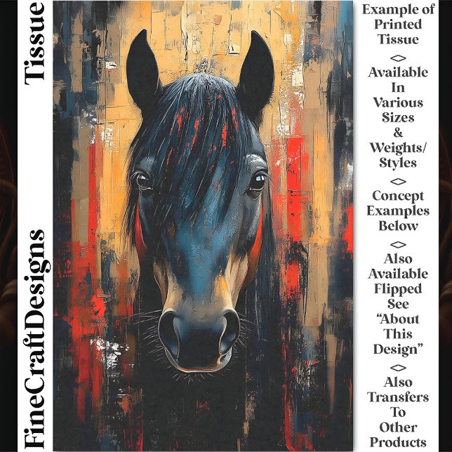 Bold Black Horse Stallion Portrait DE8L Decoupage Tissue Paper (Creator Uploaded)