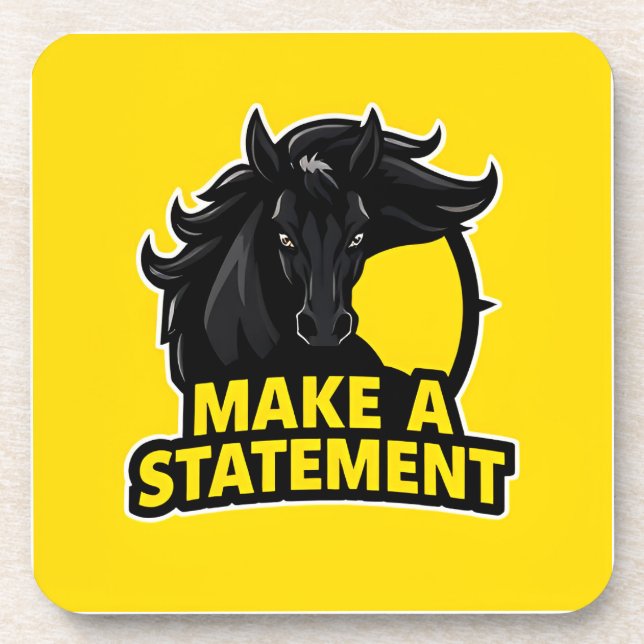 Bold Black Horse with Motivational Text Coaster (Front)