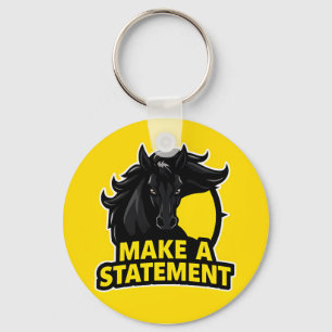 Bold Black Horse with Motivational Text Keychain