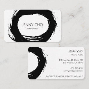 Bold Black Ink Paint Ring Notary Modern Simple Business Card