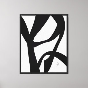 Bold Black Intertwining Lines Abstract On White Canvas Print