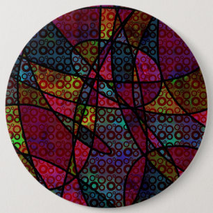 Bold Black Lines & Multicolored, Abstract Textures 6 Inch Round Button