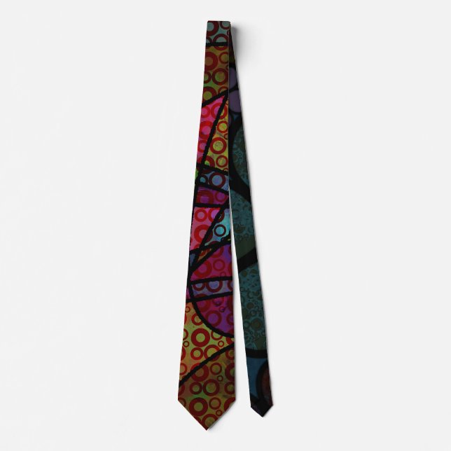 Bold Black Lines & Multicolored, Abstract Textures Tie (Front)