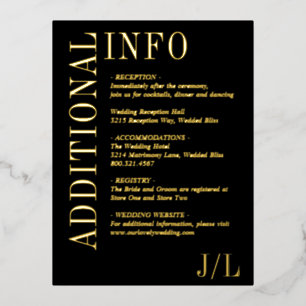 Bold Black Modern Wedding Foil Enclosure Card