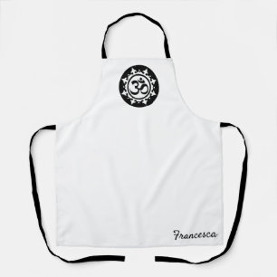 Bold Black Om Circle Symbol Kitchen Wear Apron
