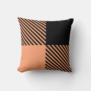 bold black orange peach throw pillow