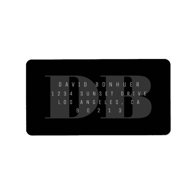 Bold Black-out Monogram Return Address Label (Front)