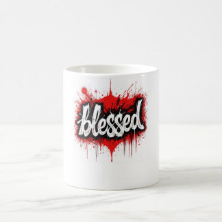 Bold Black & Red "Blessed"  Coffee Mug