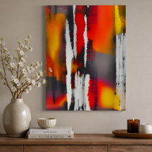 Bold Black Red & Yellow Modern Abstract unframed