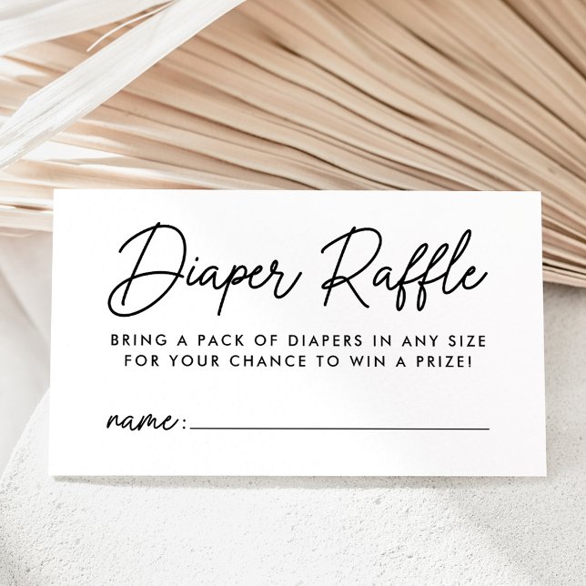 Bold Black Script Baby Shower Diaper Raffle Enclosure Card (Creator Uploaded)