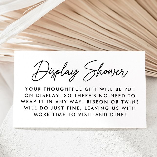 Bold Black Script Baby Shower Display Shower Enclosure Card (Creator Uploaded)