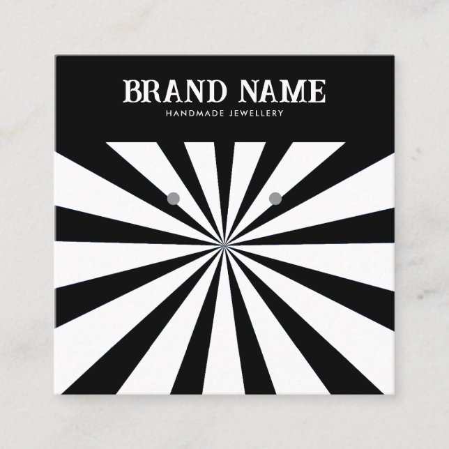 Bold Black Sun Modern Earrings Display Card (Front)