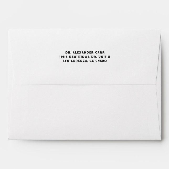  Bold Black Three-Line Return Address Envelope (Back (Top Flap))