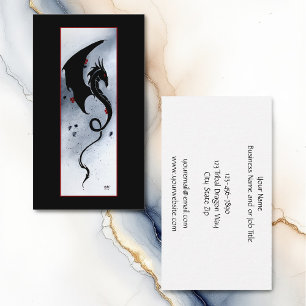 Bold Black Tribal Dragon Red Blue Flowers Business Card