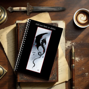 Bold Black Tribal Dragon Red Blue Flowers Notebook
