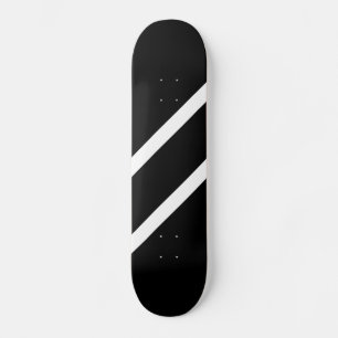Bold Black Two Sleek Slim White Diagonal Stripes Skateboard