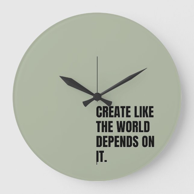 Bold Black Typography Artists Minimalist Powerful  Large Clock (Front)