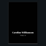 Bold Black Typography Custom Table Place Card<br><div class="desc">Bold Black Background and White Typography Custom Table Place Card</div>