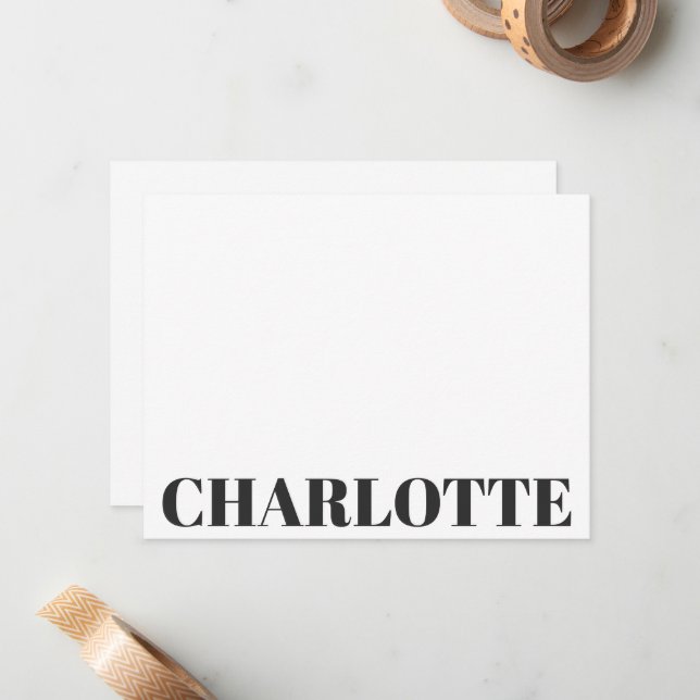 Bold Black Typography Personalized Name Chic Card (Front/Back In Situ)