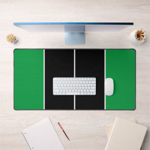Bold Black Vertical Stripes Kelly Green Background Desk Mat